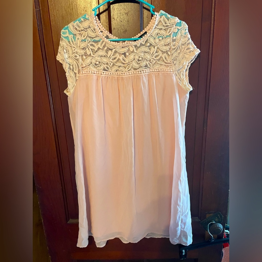 As u wish light pink shift dress. Size large.